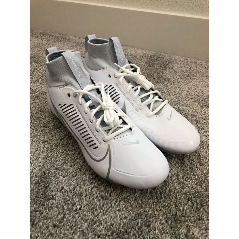 Nike Vapor Edge Football Cleat White/Silver Size 13